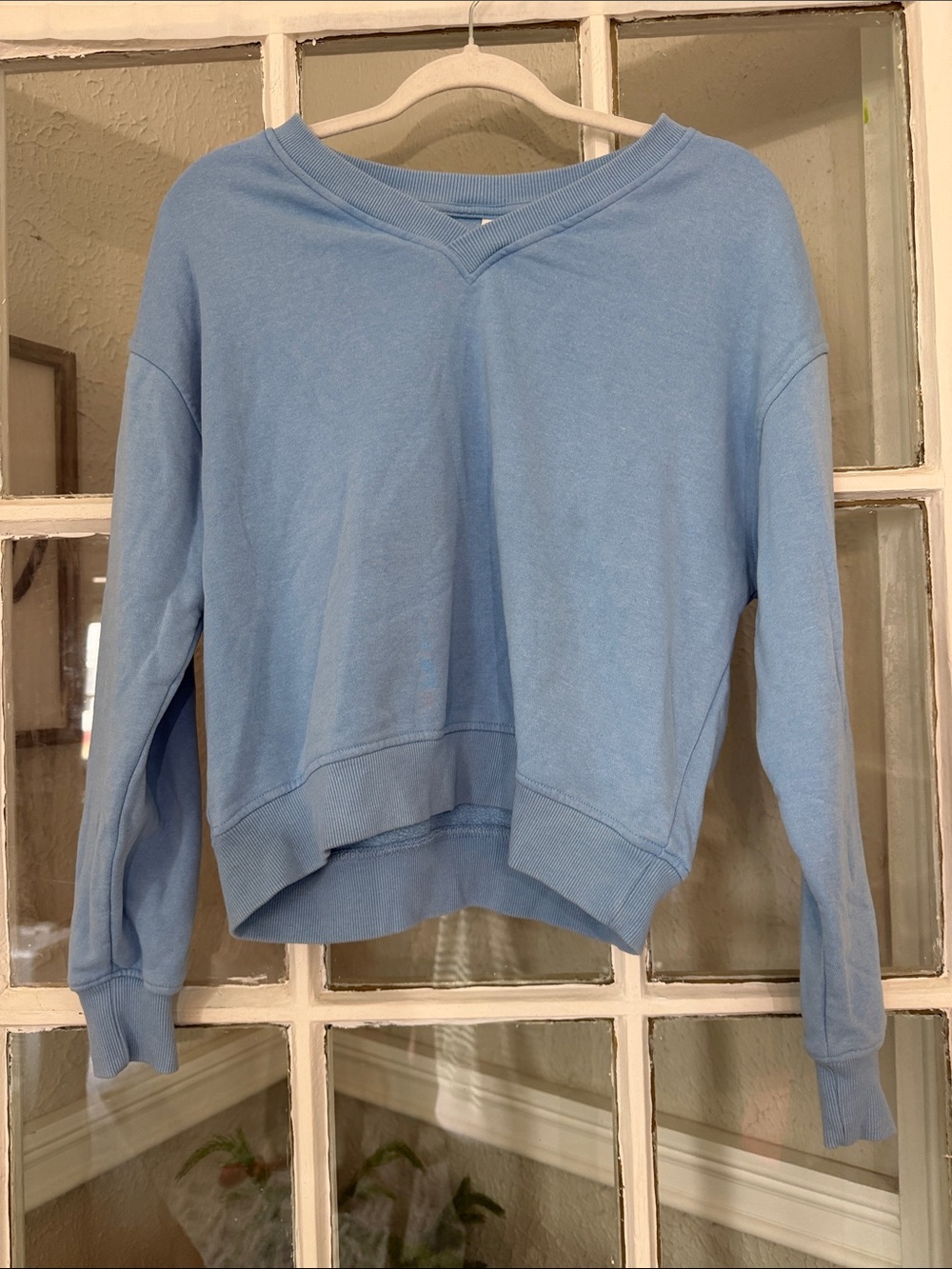 Yogalicious Cropped Light Blue Women's Pullover Sweatshirt